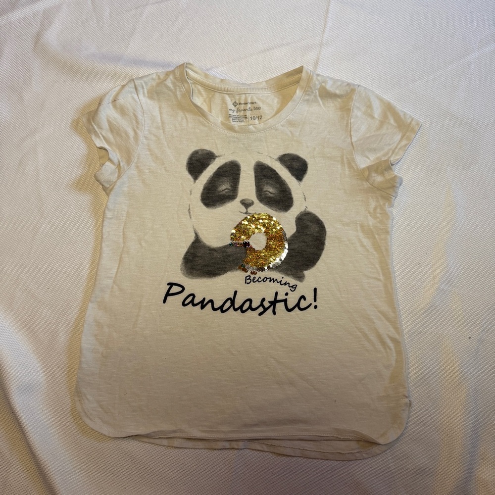 Girls “Pandastic!” Panda Donut Graphic Tee – Size 10/12